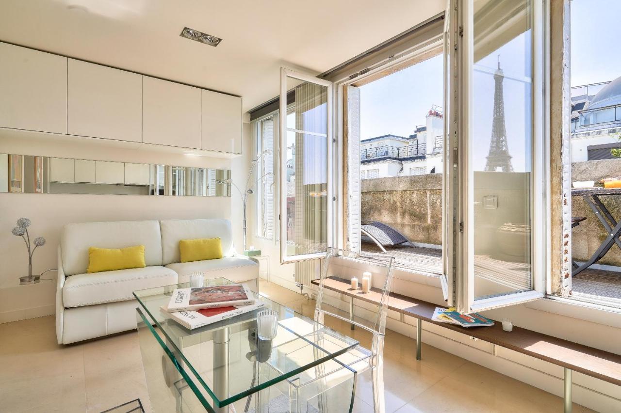 Designed Studio With Ac-Terrasse Vue Tour Eiffel Paris Exteriör bild